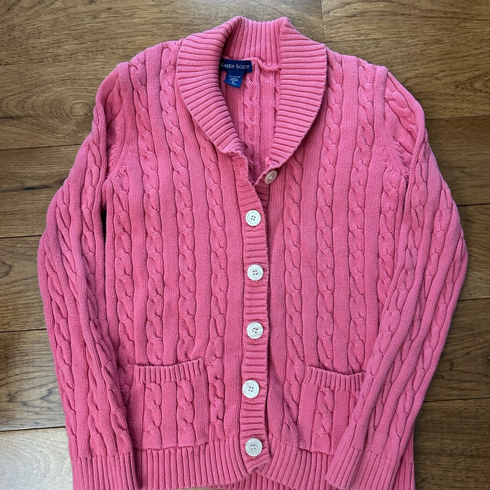Vintage Karen Scott Pink Cable Knit Cardigan